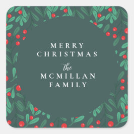 Adesivo Quadrado Vinheta Natal Clássica Feriado de Quadro Floral