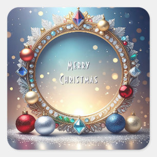Adesivo Quadrado Vinheta Natal de Feriado de Molde