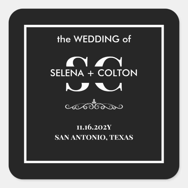 Adesivo Quadrado Vinheta Negra e Branca de Eterno Moderno (Frente)