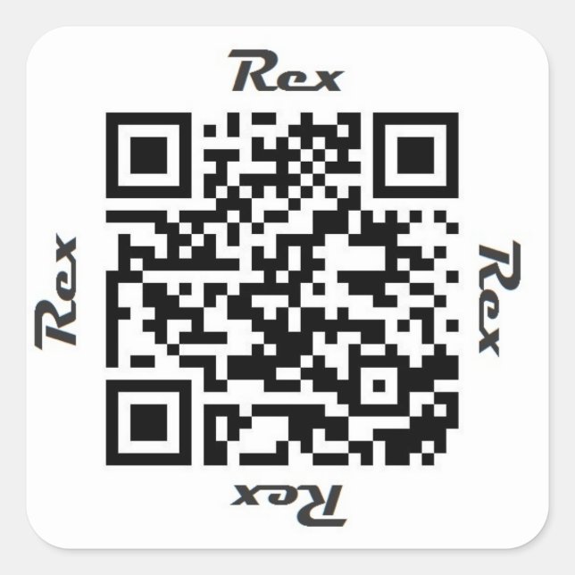 Adesivo Quadrado Vinheta NOMES Personalizados Rex QR Code (Frente)