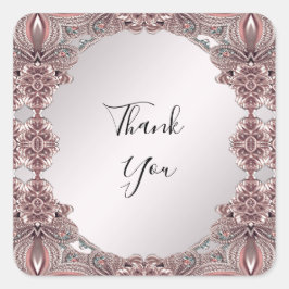 Adesivo Quadrado Vinheta Ornamental Rosa