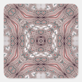 Adesivo Quadrado Vinheta Ornamental Rosa