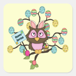 Adesivo Quadrado Vinheta-Páscoa-coruja Hoppy