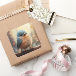 Adesivo Quadrado Vinheta-pássaro