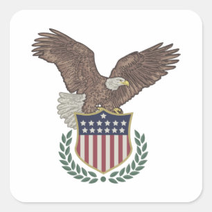 Adesivo Quadrado Vinheta Patriótica de 4 de julho