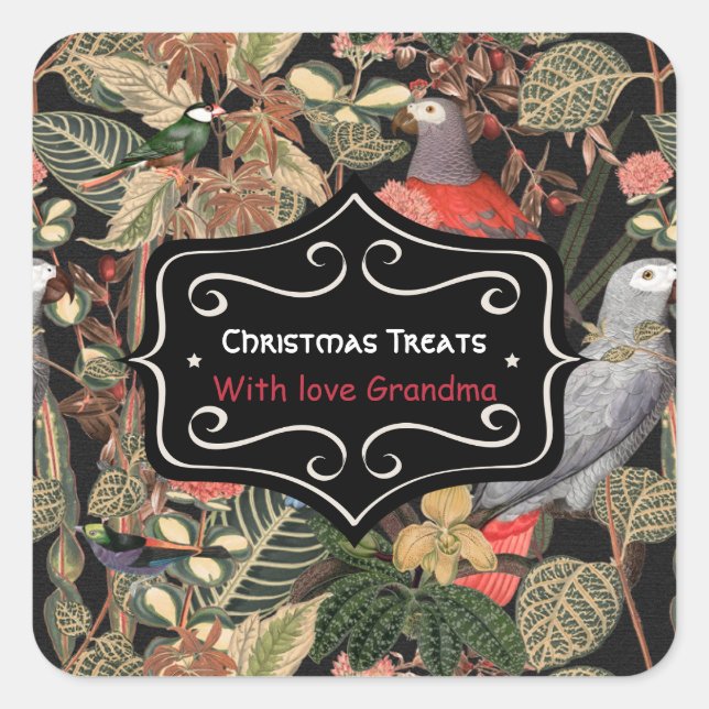 Adesivo Quadrado Vinheta Personalizada das Ameaças de Natal (Frente)