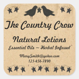Adesivo Quadrado Vinheta Personalizada De Estrelas E Corvos