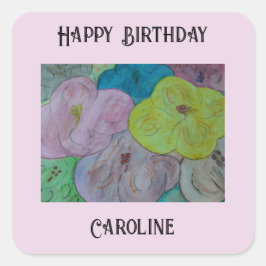 Adesivo Quadrado Vinheta Personalizada Floral abstrato Summer