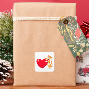 Adesivo Quadrado Vinheta Praça Cat Love