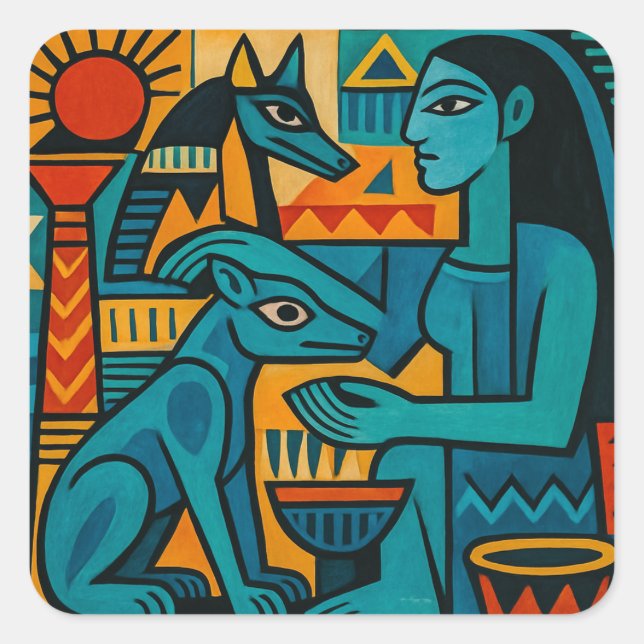 Adesivo Quadrado Vinheta Premium Geométrica Anubis (Frente)