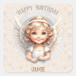 Adesivo Quadrado Vinheta primeiro aniversario Praça de Anjo de Nata