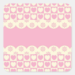 Adesivo Quadrado Vinheta quadrada cor-de-rosa