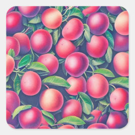 Adesivo Quadrado Vinheta quadrada de ameixas