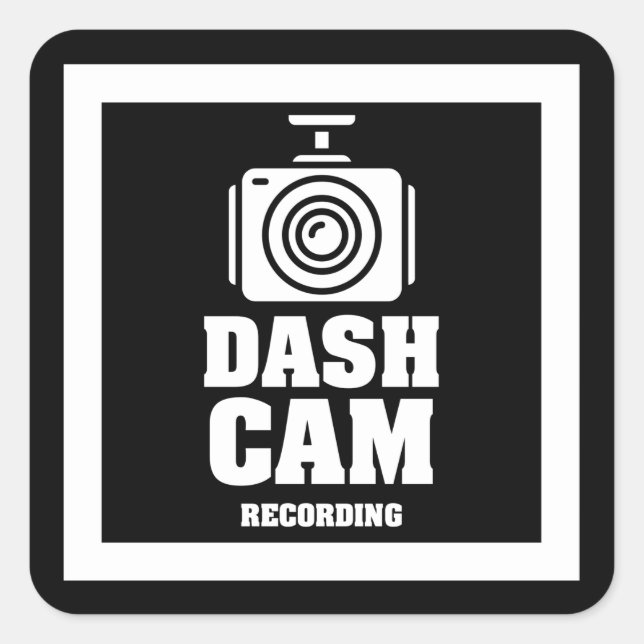 Adesivo Quadrado Vinheta Quadrada de Aviso da Câmera de Segurança (Frente)