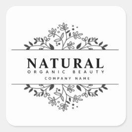 Adesivo Quadrado Vinheta quadrada de beleza orgânica e cosméticos