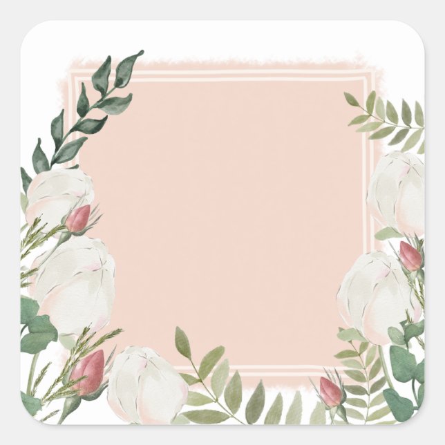 Adesivo Quadrado Vinheta quadrada de botões de flores (Frente)