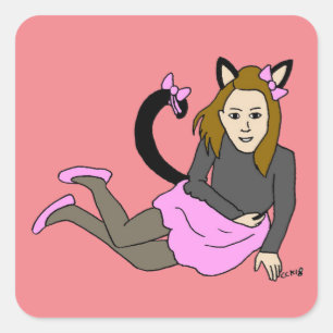 Adesivo Quadrado vinheta quadrada de catgirl