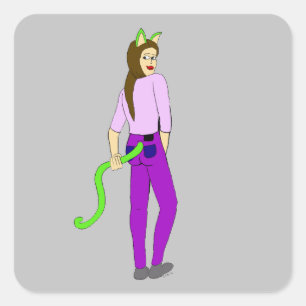 Adesivo Quadrado vinheta quadrada de catgirl