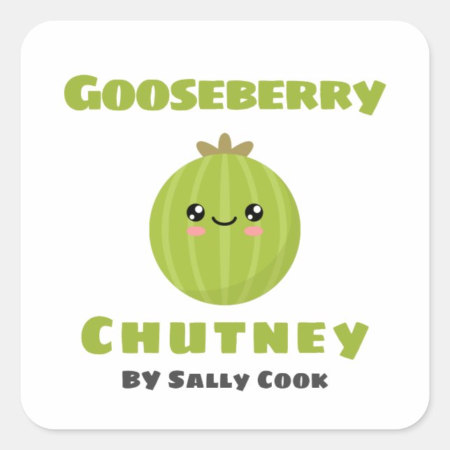 Adesivo Quadrado Vinheta quadrada de chutney de Gooseberry (Frente)