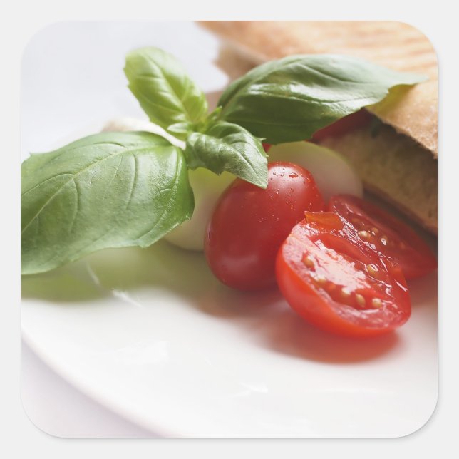 Adesivo Quadrado vinheta quadrada de comida italiana (Frente)