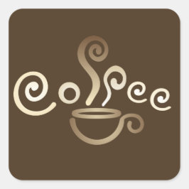 Adesivo Quadrado Vinheta quadrada de copo de café
