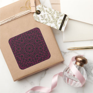 Adesivo Quadrado Vinheta Quadrada de Mandala Neon-Rosa - Personaliz
