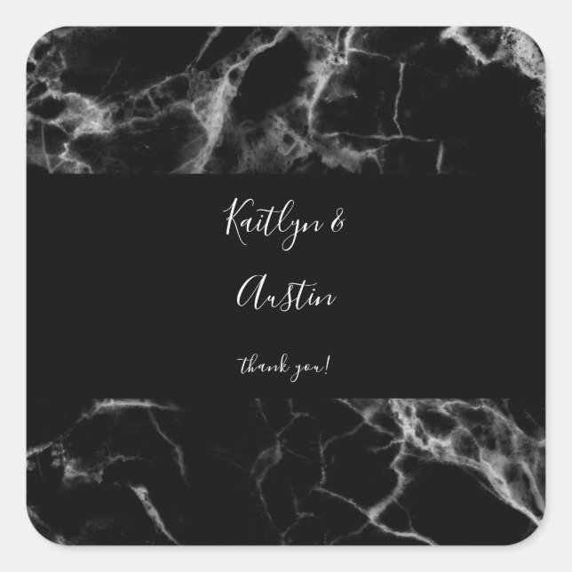Adesivo Quadrado Vinheta Quadrada de Mármore Preto 2 (Frente)