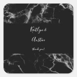 Adesivo Quadrado Vinheta Quadrada de Mármore Preto 2