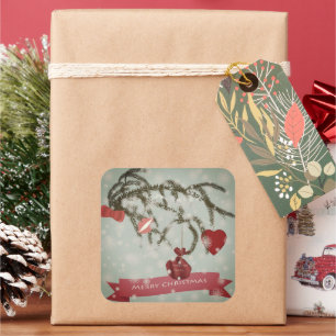 Adesivo Quadrado Vinheta Quadrada de Natal