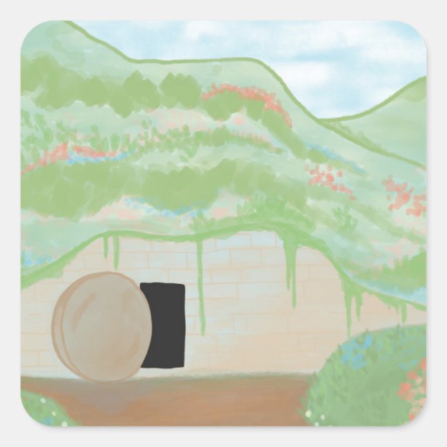 Adesivo Quadrado Vinheta quadrada de ressurreição (Frente)