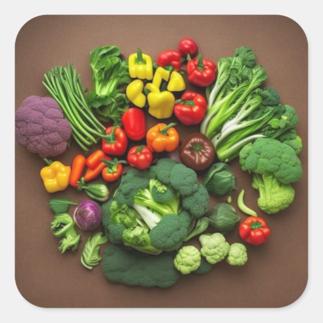 Adesivo Quadrado Vinheta Quadrada de Vegetais (Frente)