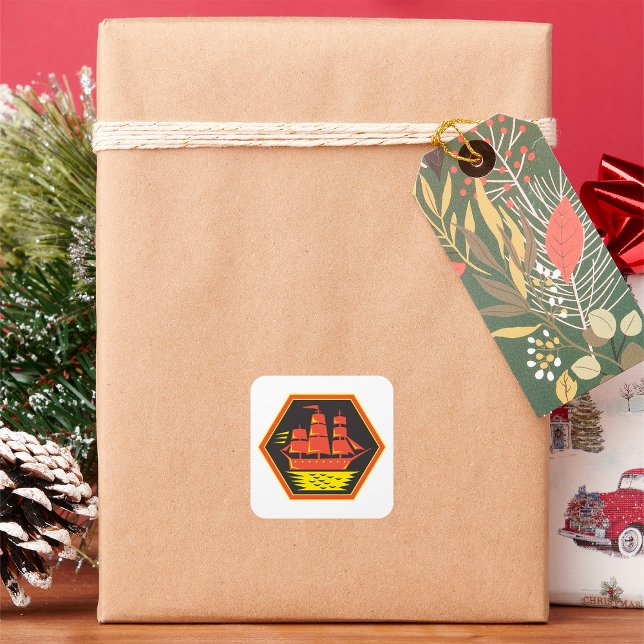 Adesivo Quadrado Vinheta Quadrada do Clipper Histórico (Criador carregado)