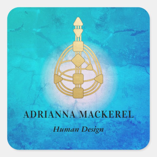 Adesivo Quadrado Vinheta quadrada do Gráfico de Corpo Humano Dourad (Frente)