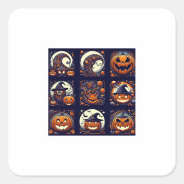 Adesivo Quadrado Vinheta Quadrada do Halloween
