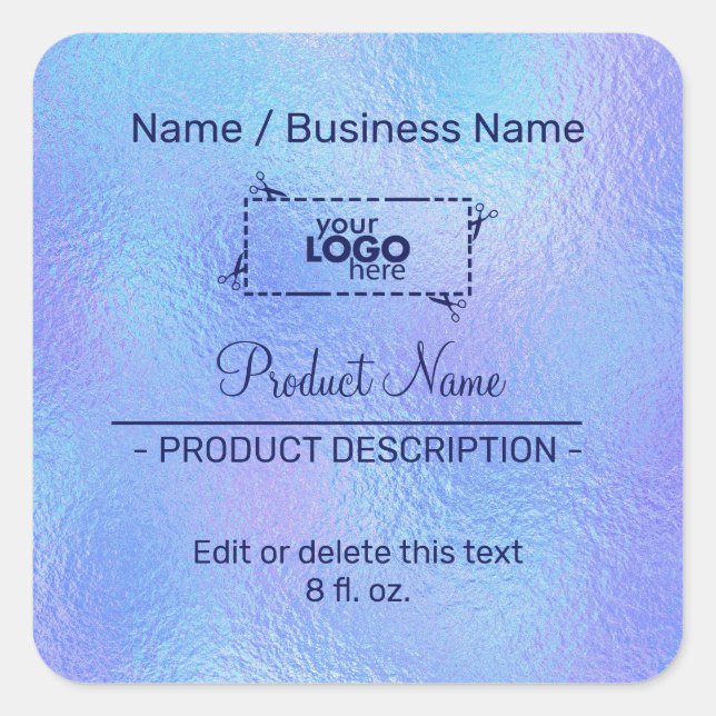 Adesivo Quadrado Vinheta quadrada do Rótulo do Produto em Folha Iri (Frente)