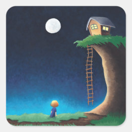 Adesivo Quadrado Vinheta Quadrada do Sky Night Moon