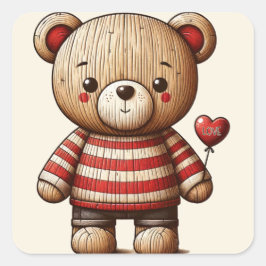 Adesivo Quadrado Vinheta quadrada do Urso de Teddy Adorável