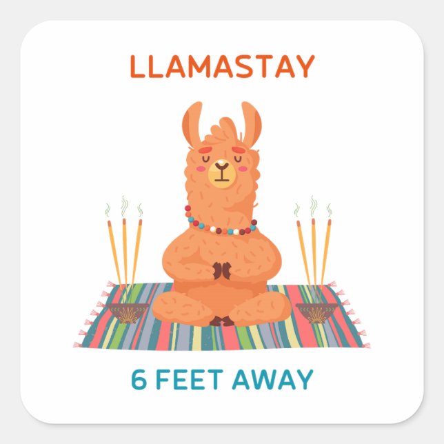 Adesivo Quadrado Vinheta Quadrada Llamastay A 6 Pés (Frente)