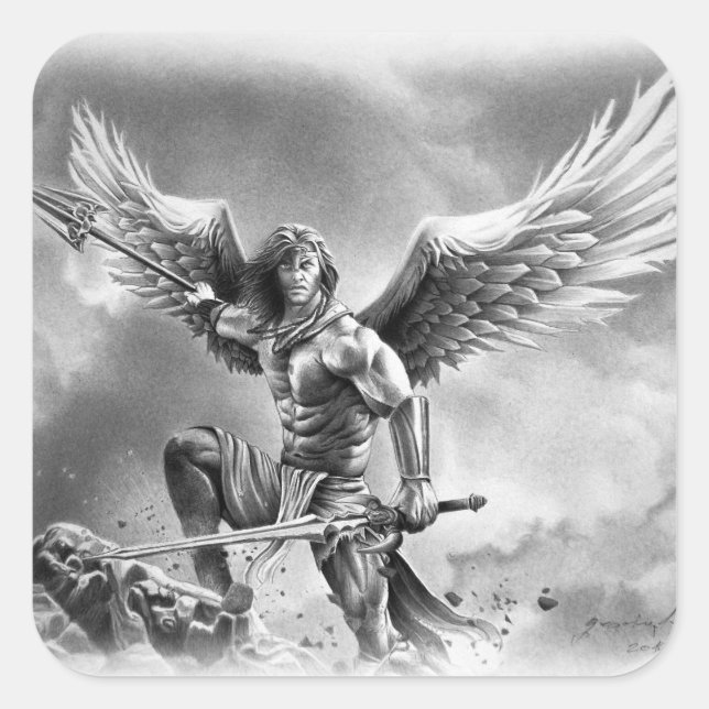Adesivo Quadrado Vinheta quadrado ANGEL WARRIOR (Frente)