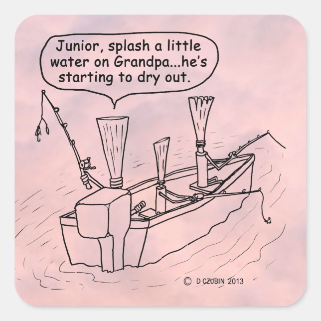 Adesivo Quadrado Vinheta-quadrado das sementes de pesca (Frente)
