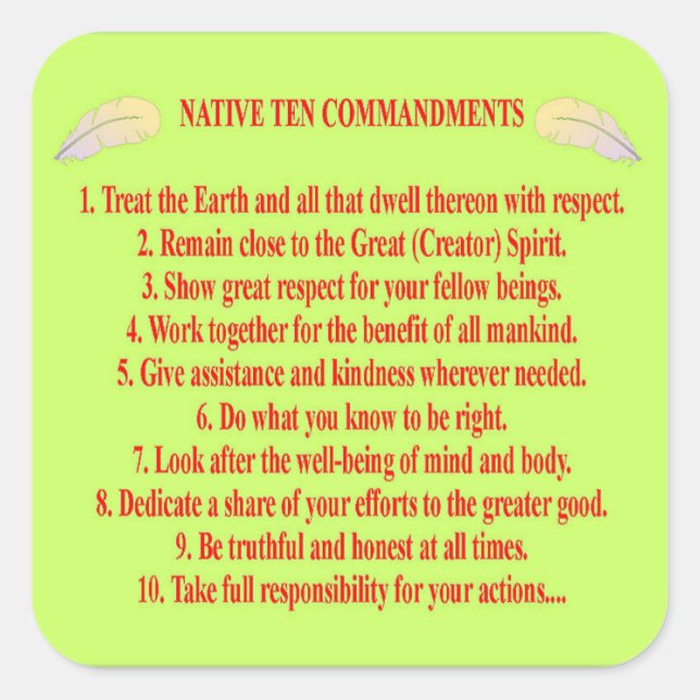 Adesivo Quadrado Vinheta quadrado de 10 comandos nativa (Frente)