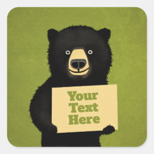 Adesivo Quadrado Vinheta Quadrado do Urso Grizzly