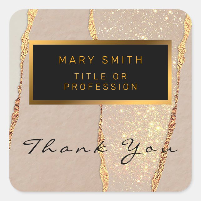 Adesivo Quadrado Vinheta quadrado Dourada Rosa de brilho (Frente)