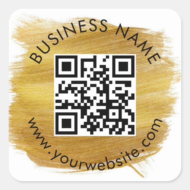 Adesivo Quadrado Vinheta quadrado Modelo de código QR personalizado (Frente)