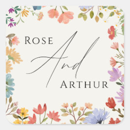 Adesivo Quadrado Vinheta redonda clássica de casamento de guiões se