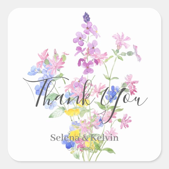 Adesivo Quadrado vinheta redonda cor azul-rosa-amarelada (Frente)