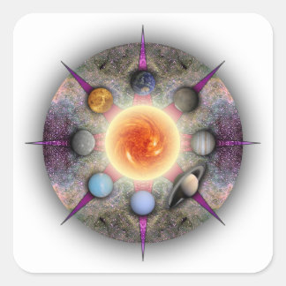Adesivo Quadrado Vinheta retangular de Mandala Planetária