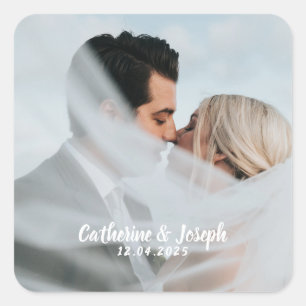 Adesivo Quadrado Vinheta Romântica de Noiva e    CasamentoQuadrado