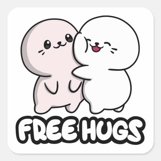 Adesivo Quadrado Vinheta Sappys FREE HUGS (Frente)