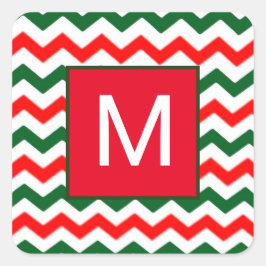 Adesivo Quadrado vinheta verde e vermelha inicial personalizada